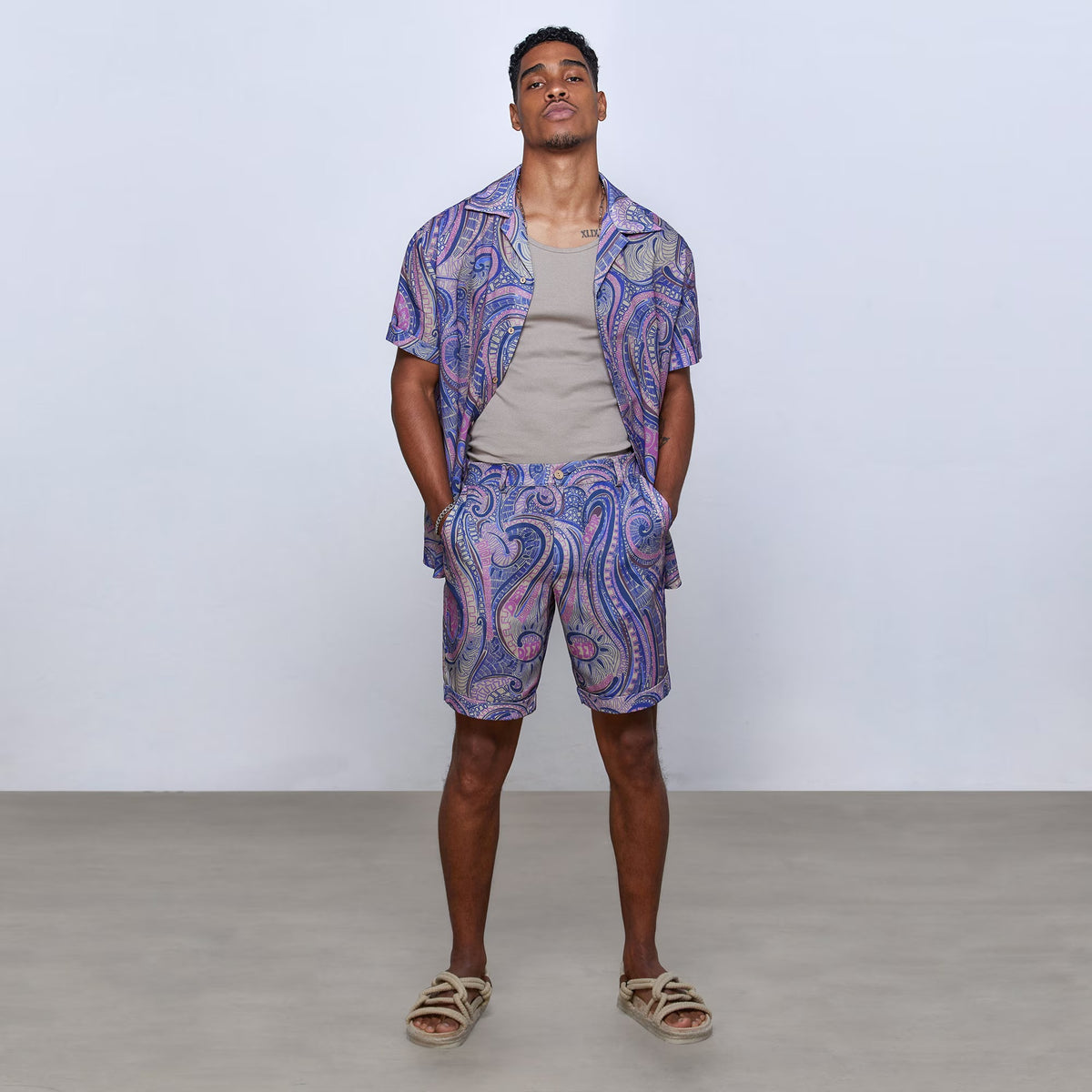 Men's Linen Set 2 Piece , Boho Outfit, Short Sleeve Shirt and Pants