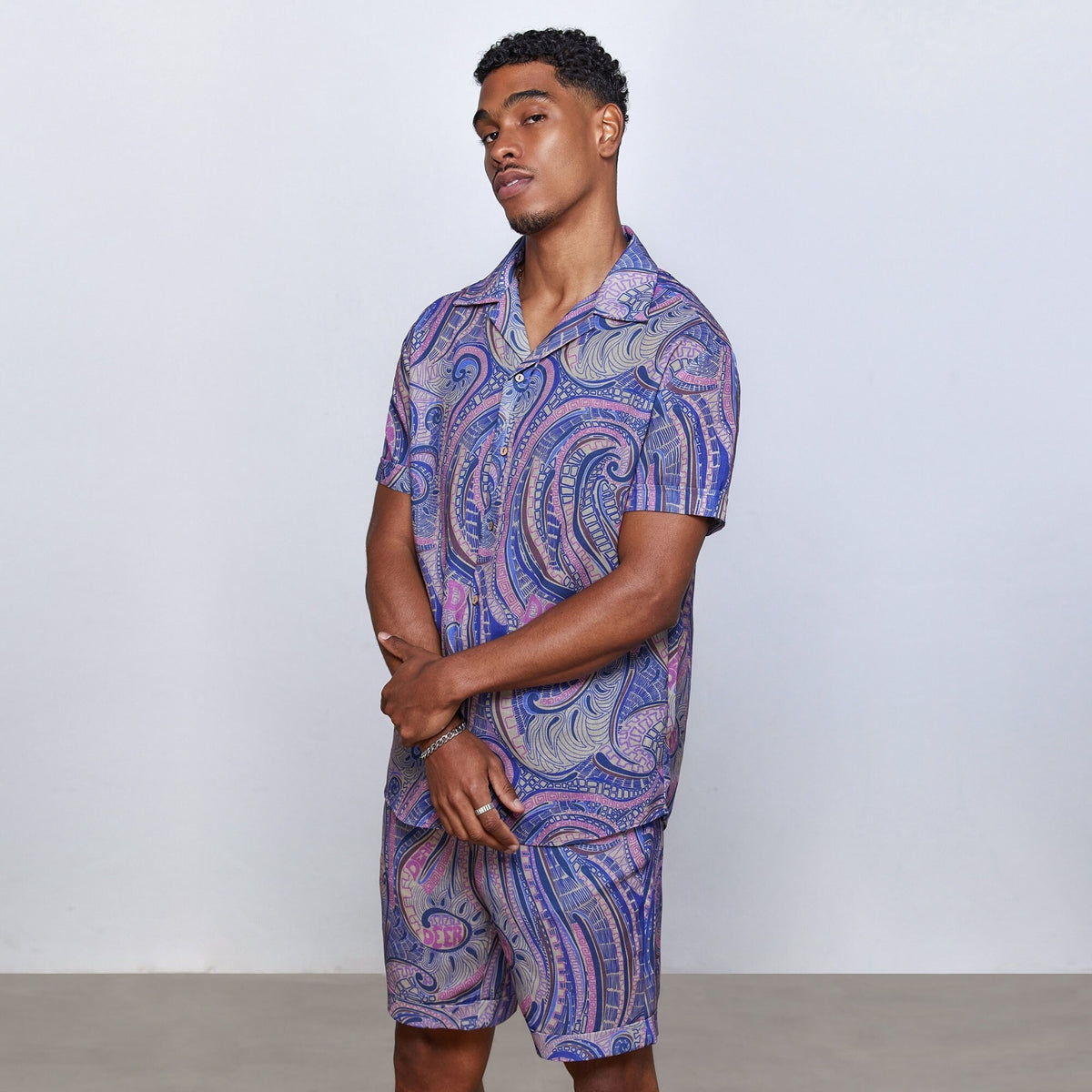 Men's Linen Set 2 Piece , Boho Outfit, Short Sleeve Shirt and Pants