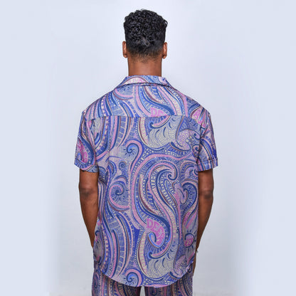 Men's Linen Set 2 Piece , Boho Outfit, Short Sleeve Shirt and Pants