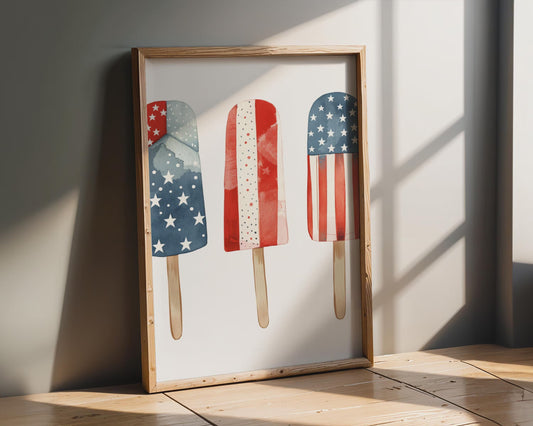 Popsicle Watercolor Wall Art Canvas Print, Colorful Summer Dessert Decor