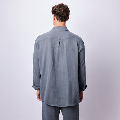 Men's Dark Muslin Set , Lightweight Cotton Shirt and Pants