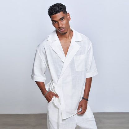 Men's Linen Kimono , Natural Linen Robe, Open Front Cardigan