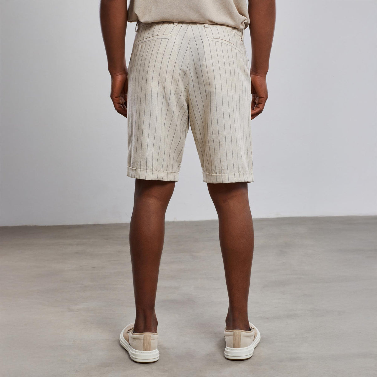 Striped  Linen Set , Men's Summer Outfit, Short Sleeve Shirt and Shorts